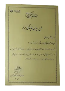 لوح تقدریر نمایندگی برتر گلدیران